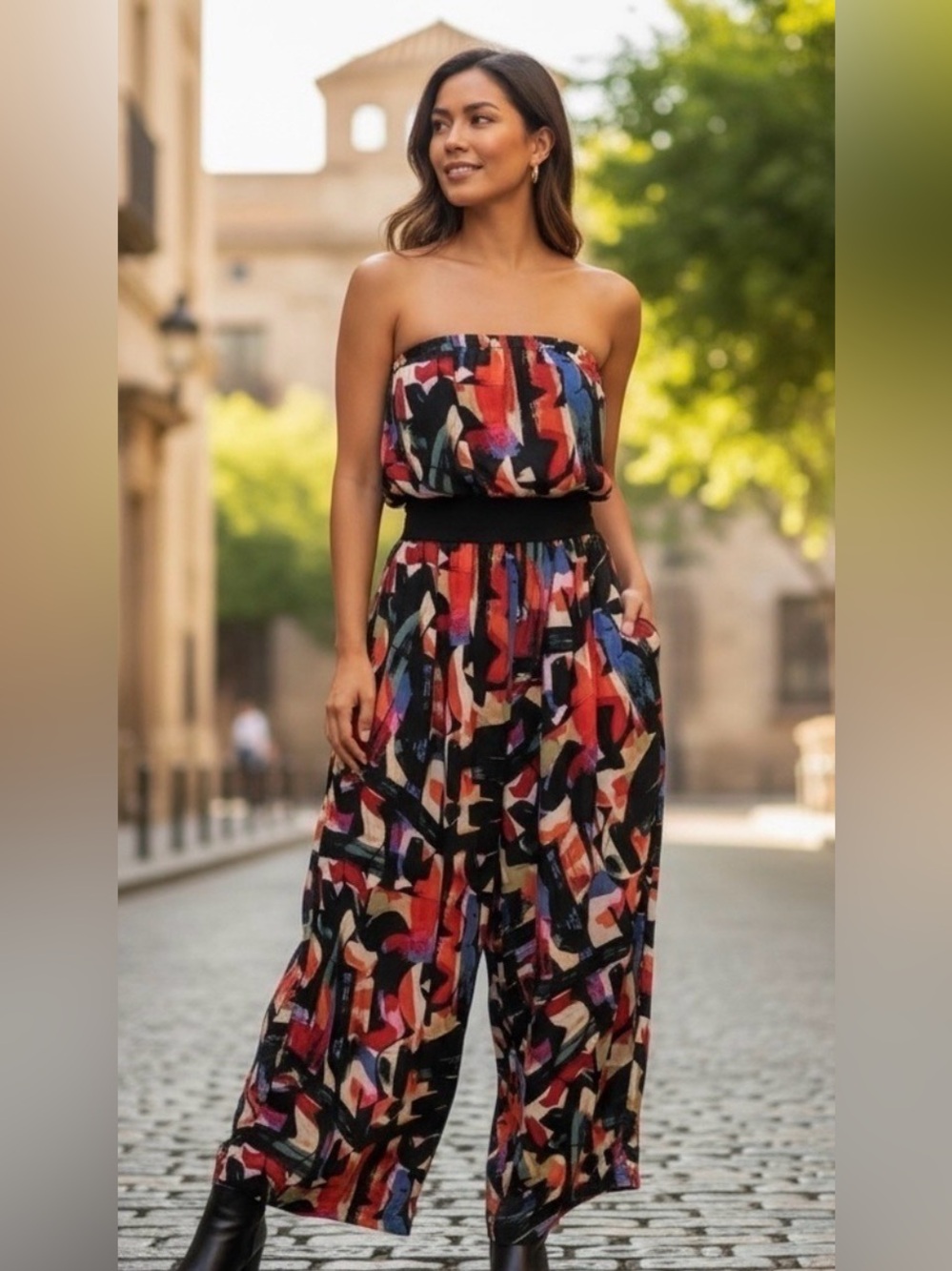 New York and Company Multi Colored Off the Shoulders Romper/Jumpsuit size XXL